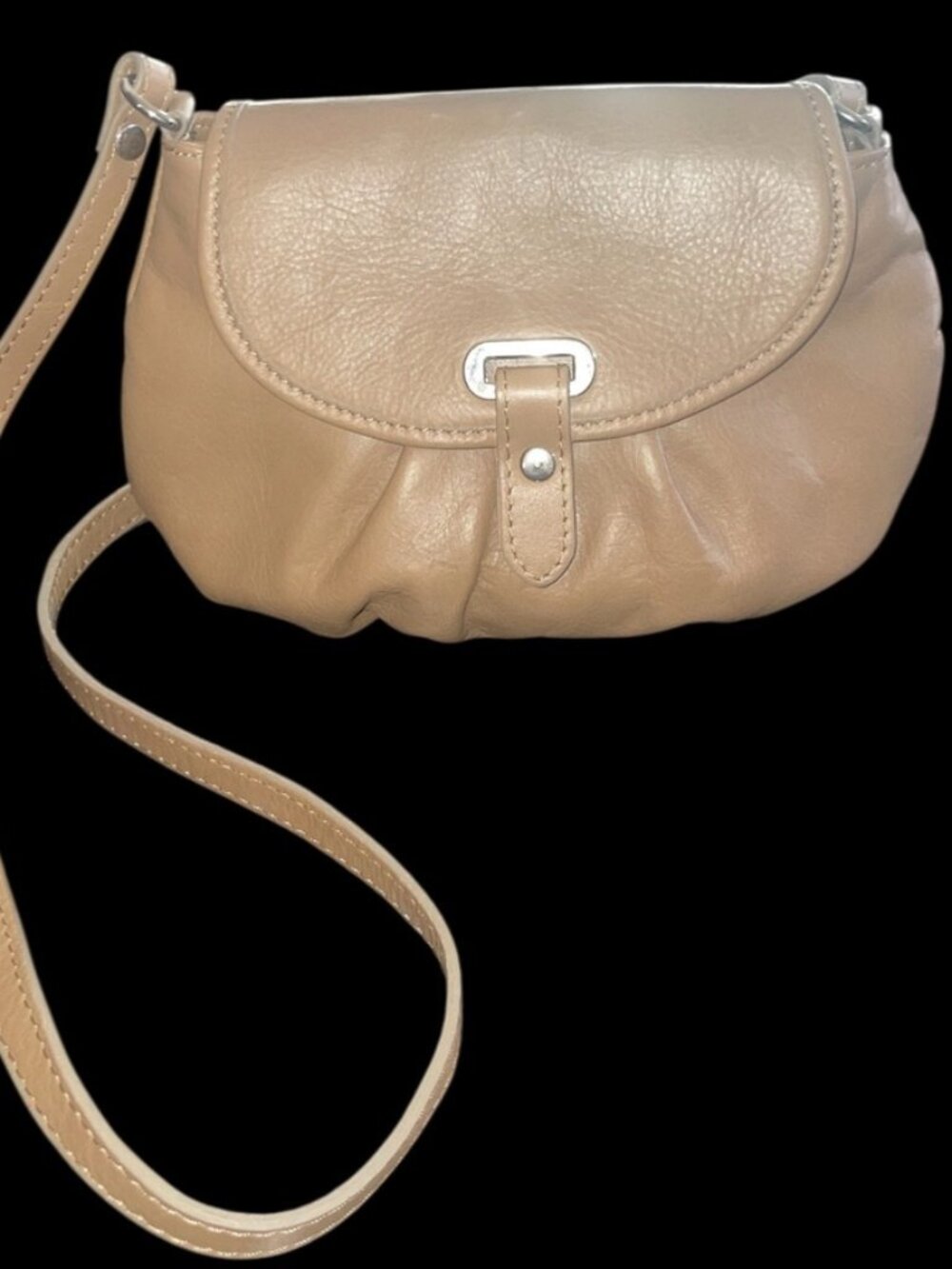 Crossbody genuine leather borse in pelle, beige, made in Italy